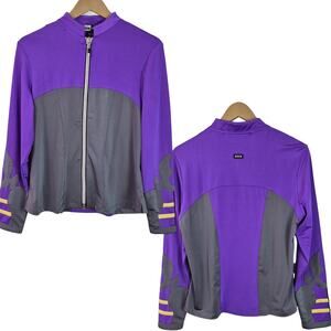 Jamie Sadock Purple Gray Full Zip Activewear Jacket Top S